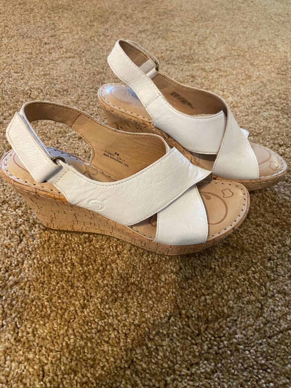 Born White Cork Wedge Sandals